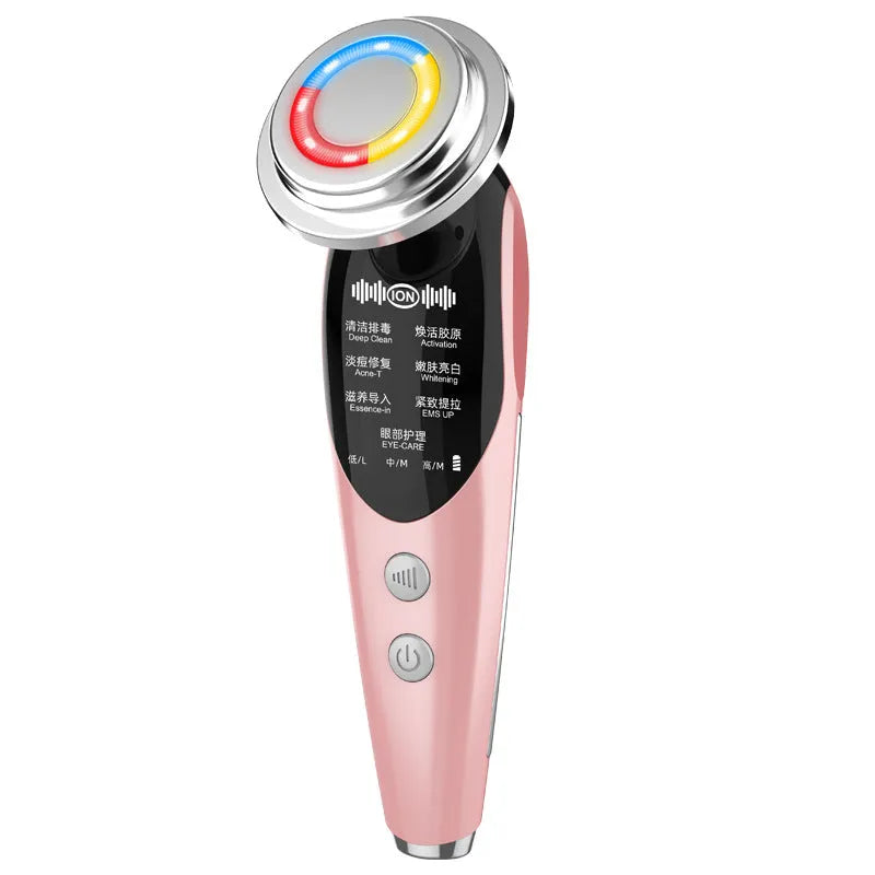 Seven-mode EMS iontophoresis instrument, 166x50x47mm, USB rechargeable 750mAh, pink purple white