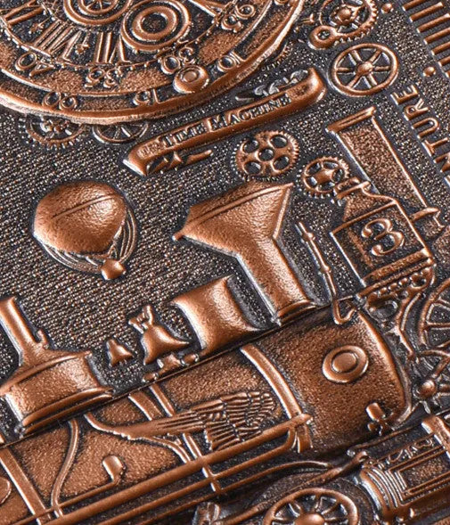 European relief retro notepad diary with embossed cover in bronze colours