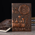 European relief retro notepad diary with embossed cover in bronze colours