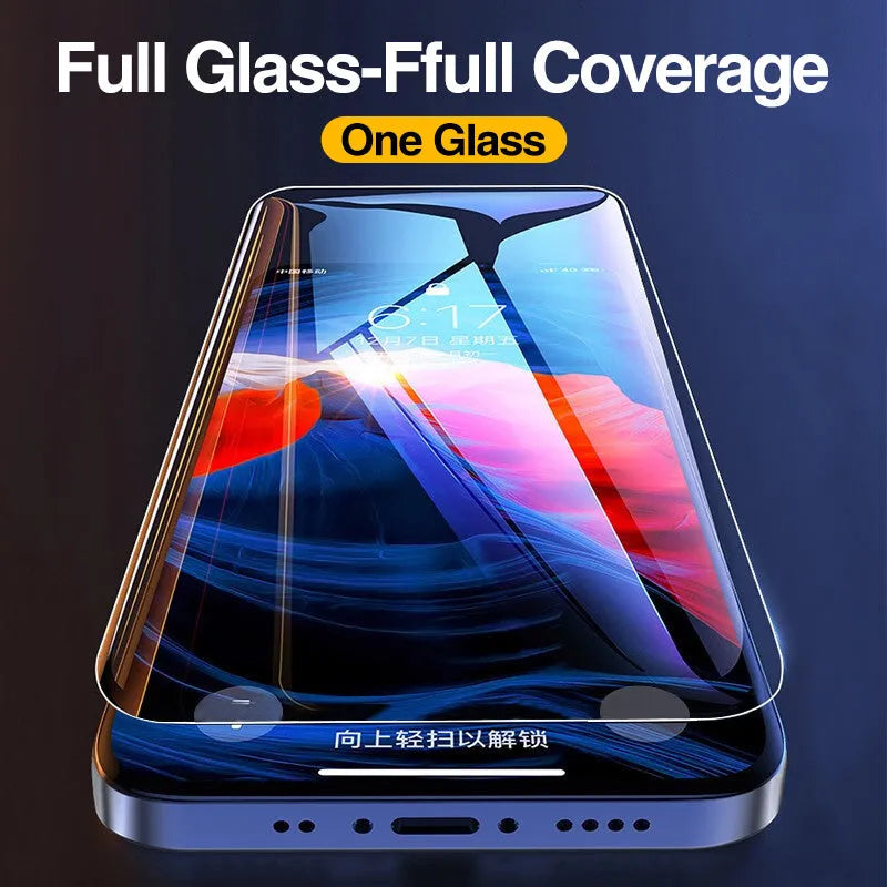 Four-pack tempered glass iPhone screen protectors with anti-blue light for full coverage protection