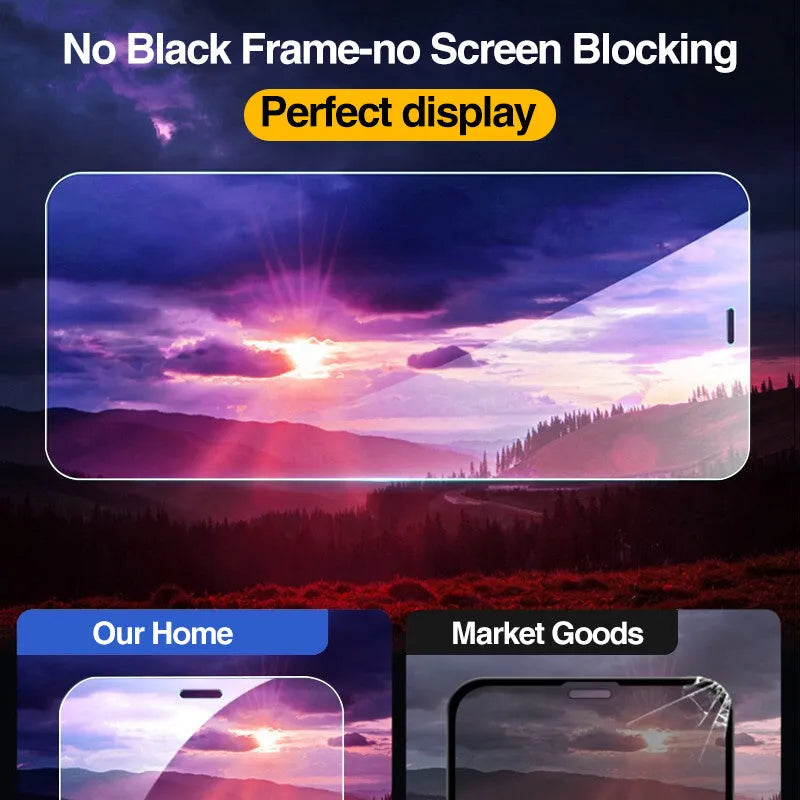 Four-pack tempered glass iPhone screen protectors with anti-blue light for full coverage protection