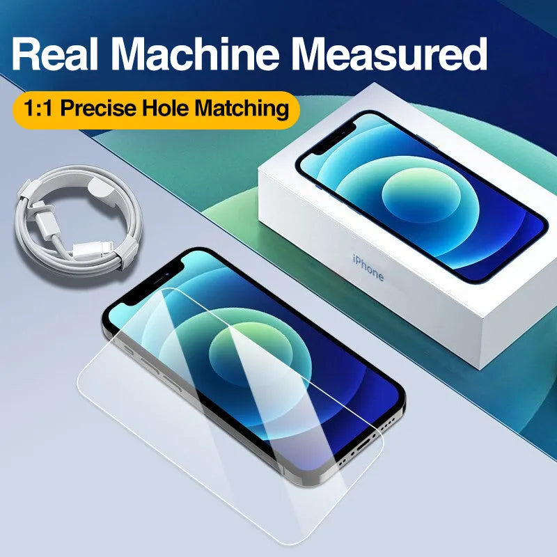 Four-pack tempered glass iPhone screen protectors with anti-blue light for full coverage protection