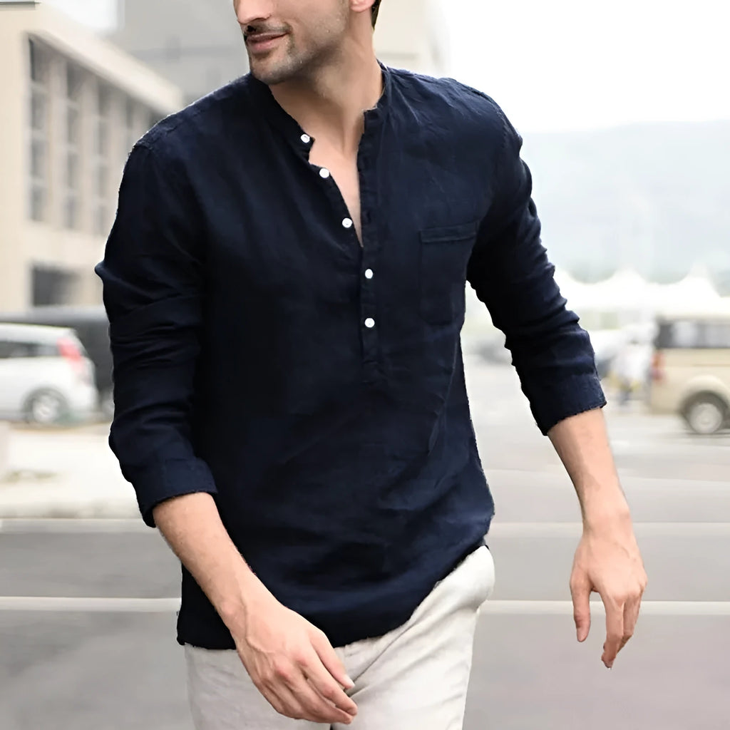 Men's summer plaid collar turn-down short sleeve shirt in khaki colour, slim fit, front view