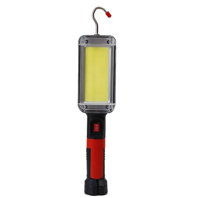 Black portable COB LED work light with magnetic hook and USB charging port