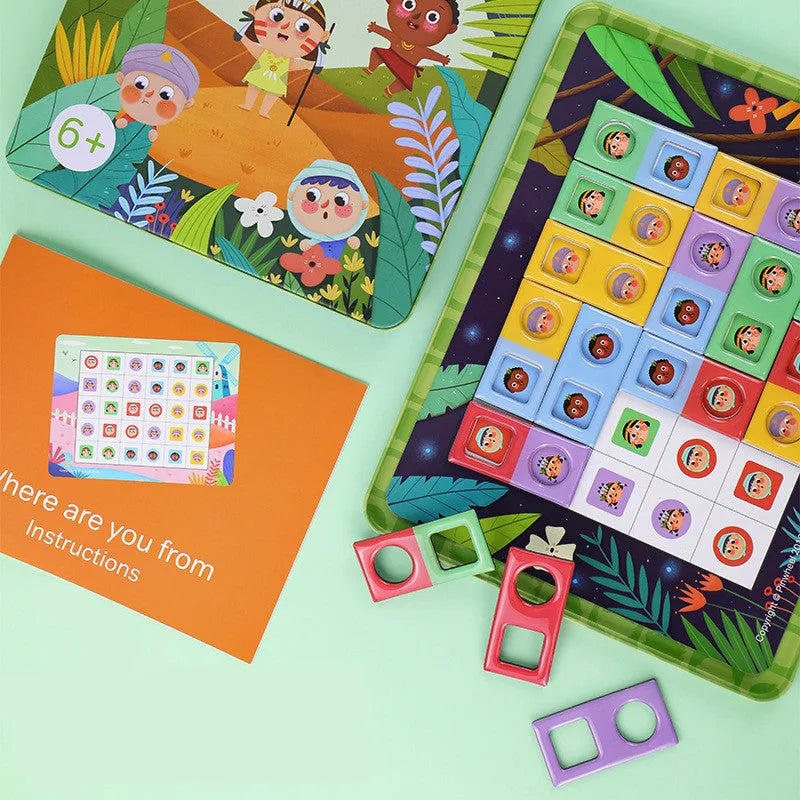 Magnetic glue butt bump reasoning logic table game with silicone chess pieces on a table