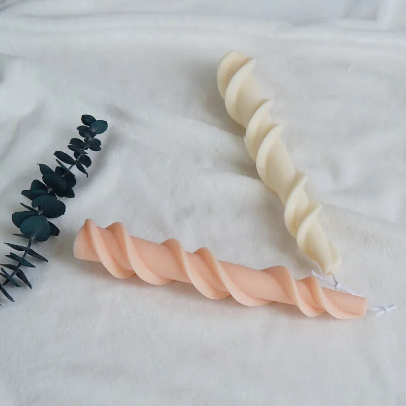 Silicone rotating lace candle mould for making spiral screw wax candles