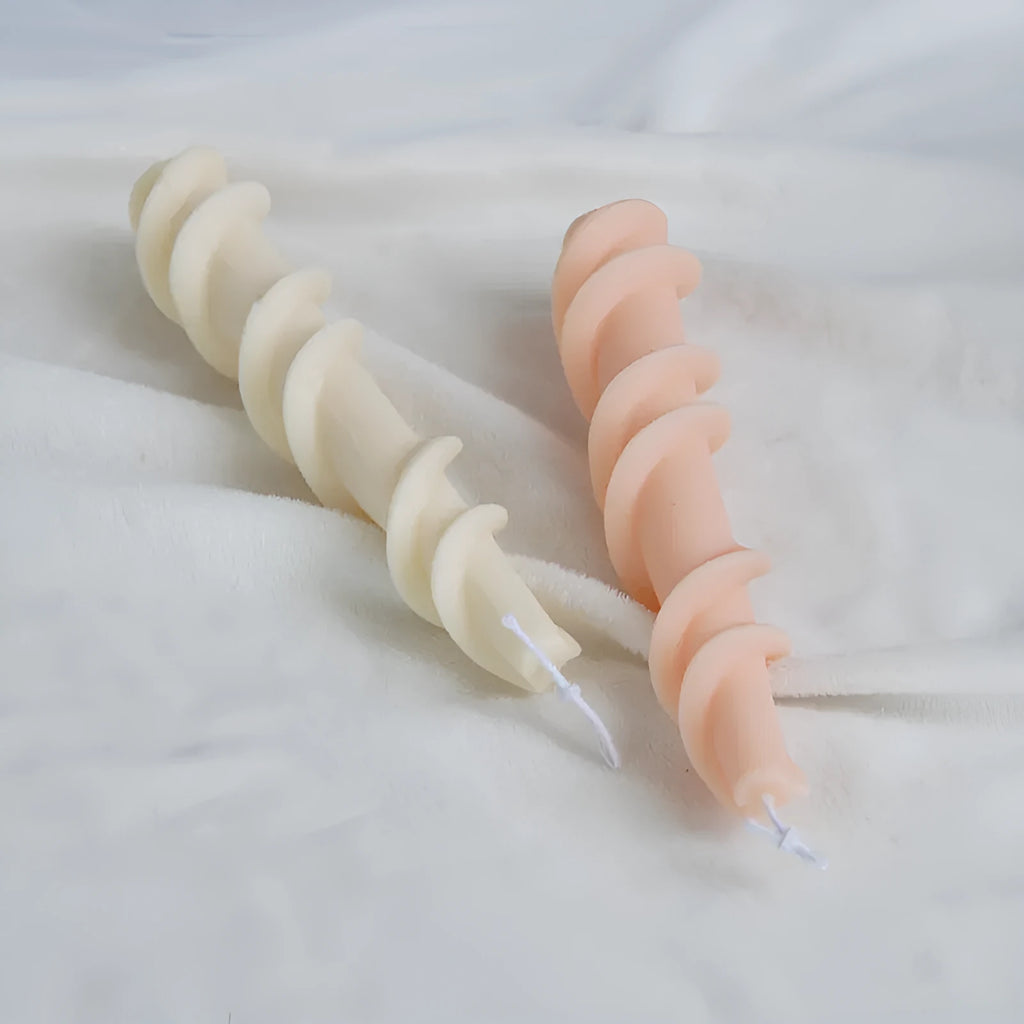 Silicone rotating lace candle mould for making spiral screw wax candles