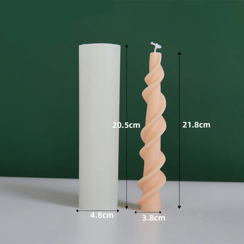 Silicone rotating lace candle mould for making spiral screw wax candles