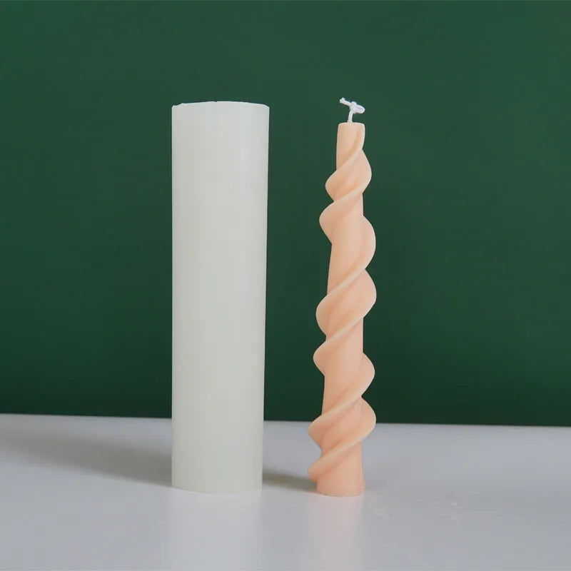 Silicone rotating lace candle mould for making spiral screw wax candles