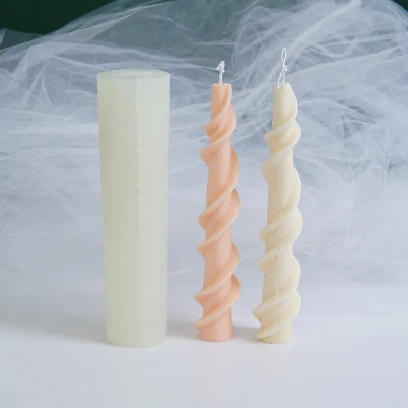 Silicone rotating lace candle mould for making spiral screw wax candles