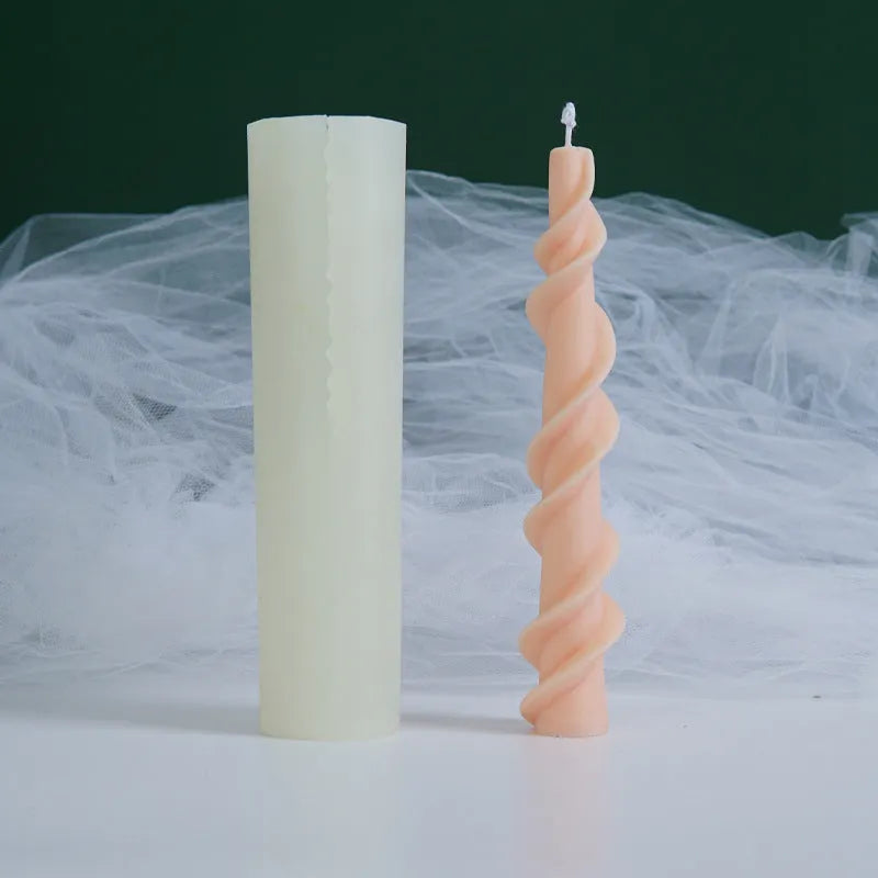 Silicone rotating lace candle mould for making spiral screw wax candles