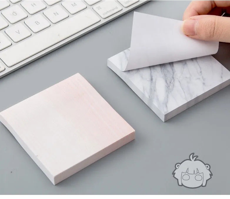 Lingyi cartoon sticky note paper in cement grey, marble and texture red, tearable self-adhesive sheets, Big and Small sizes
