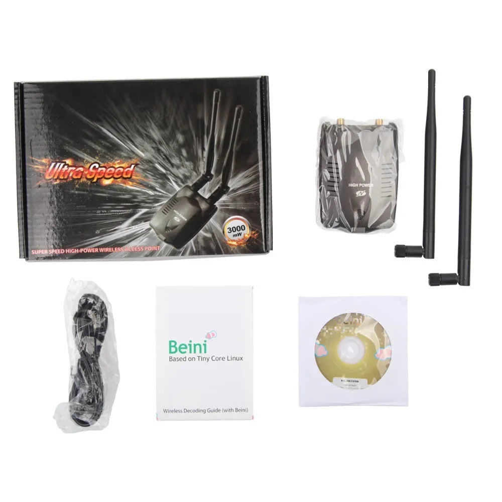 Black 3070L chipset USB Wi-Fi adapter with external antenna, 300Mbps 802.11n wireless network card