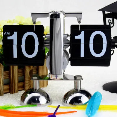Small scale retro flip digital clock black on one foot white on the other 21x8x16 cm