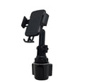 Black ABS plastic car phone holder with 360-degree rotation and adjustable height on a car air vent.