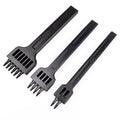 Black manual leather round hole punching tool with multiple tooth row configurations