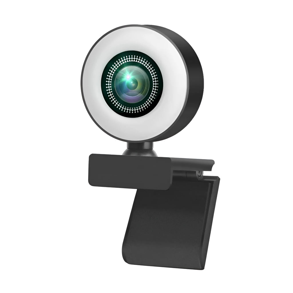 USB computer camera with integrated LED lighting ring around lens