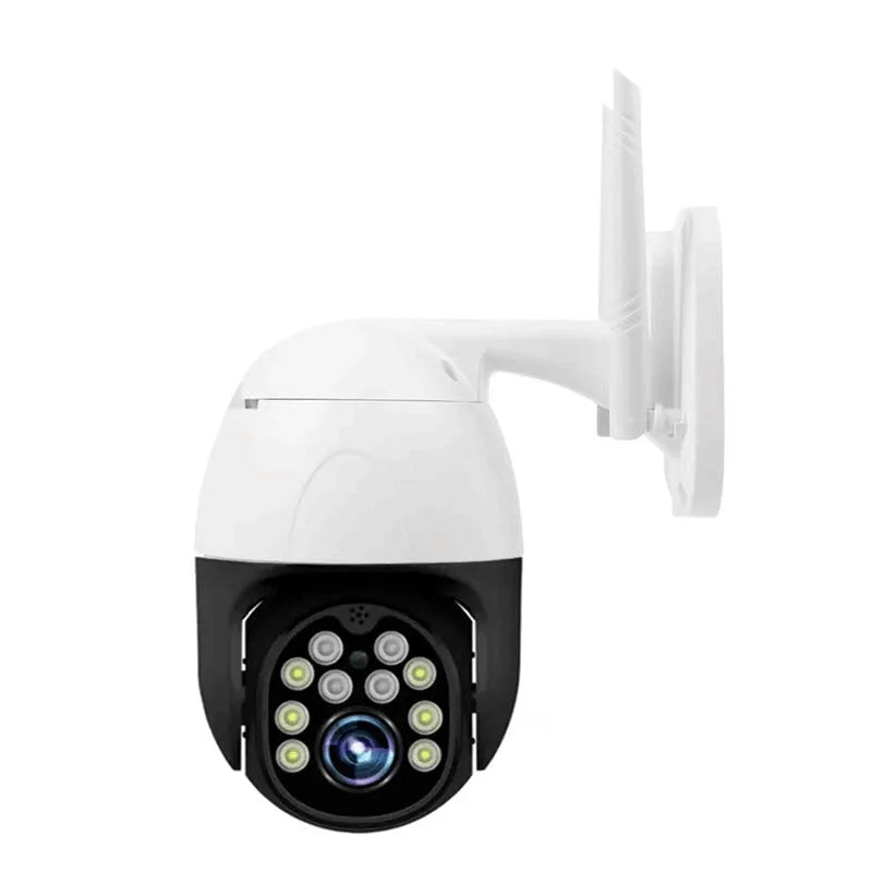 Black 1080P wireless outdoor security camera with 3.6mm lens, 355° PTZ, and 50m infrared