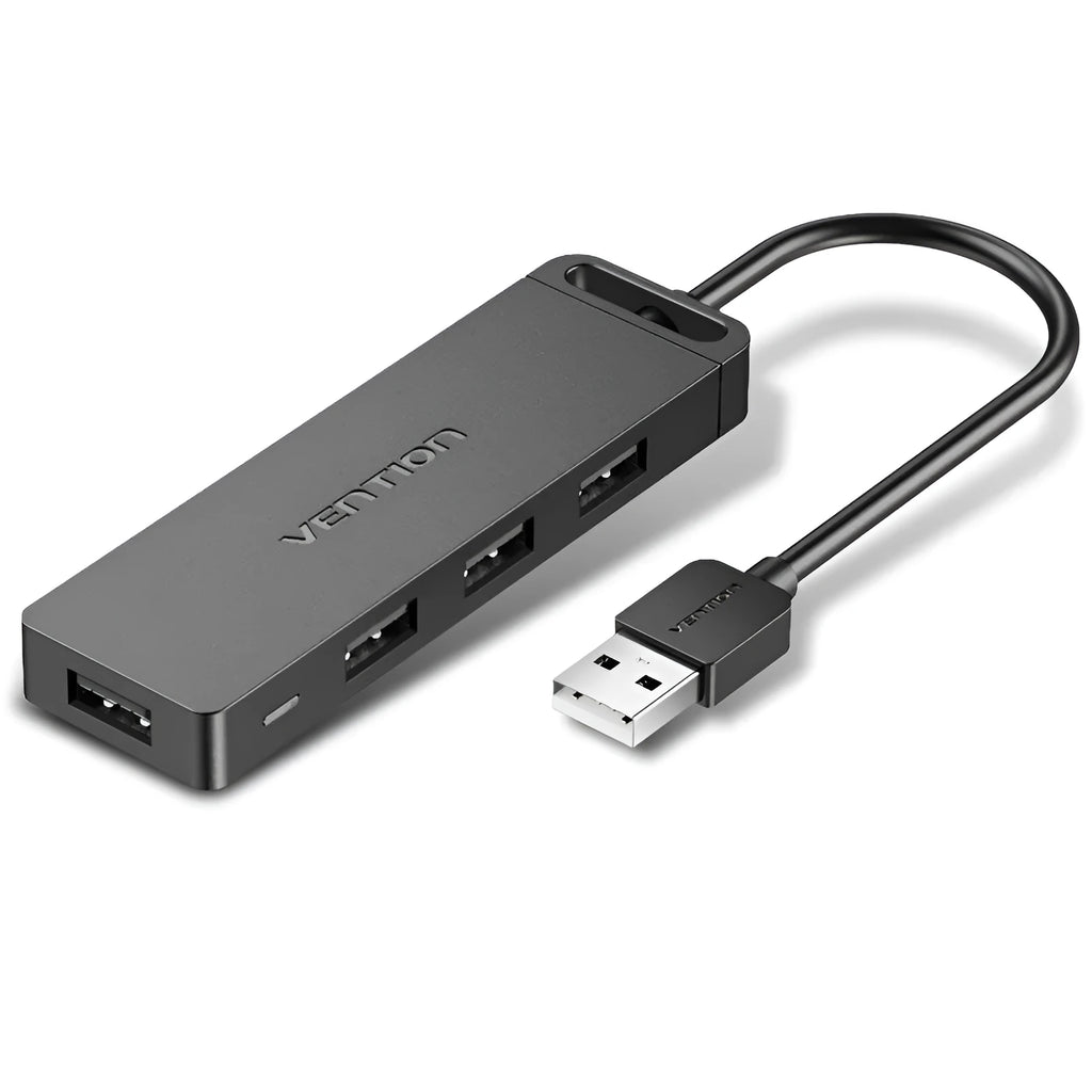 CHM Series USB 2.0 to 4-port hub cable 0.5m black with Micro USB power input