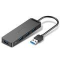 CHM Series USB 2.0 to 4-port hub cable 0.5m black with Micro USB power input
