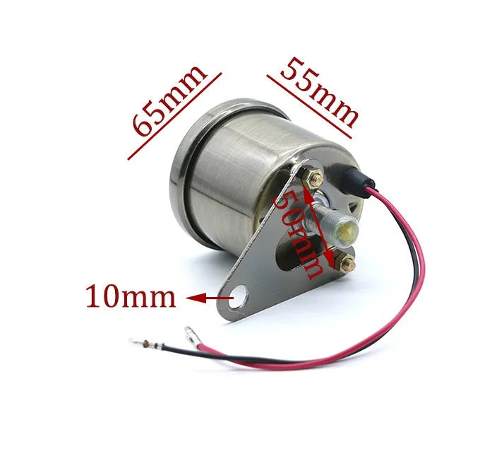 Bronze metal shell mechanical tachometer with glass face and LED backlight for 12V motorcycles