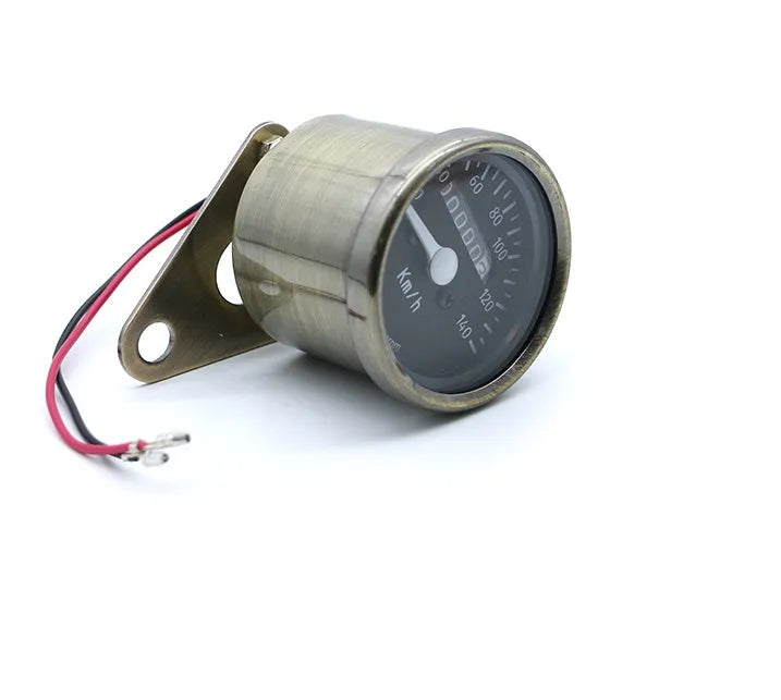 Bronze metal shell mechanical tachometer with glass face and LED backlight for 12V motorcycles