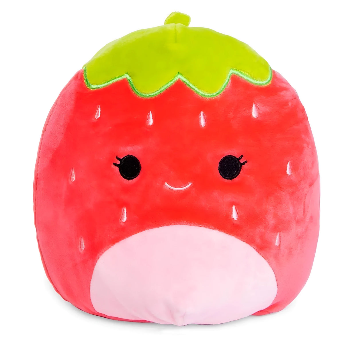 Strawberry plush toy doll with short plush fabric in 20cm height on white background