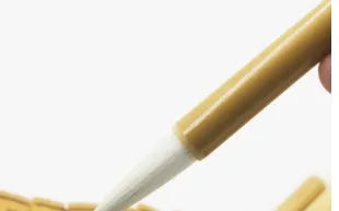 Three Chinese calligraphy brushes with bamboo handles and woolen hair bristles in different sizes