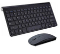 Portable 2.4G wireless keyboard and mouse set in black, gold, or silver, 283 x 122 x 10 mm, USB and Bluetooth compatible.
