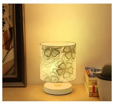 Wooden USB LED table lamp 14x14x33cm for bedroom, available in white, linen, gold geometry, coffee, and white grey with dimmer or push button switch