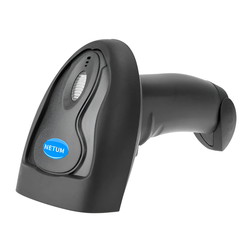 Black wireless handheld laser barcode scanner with USB interface