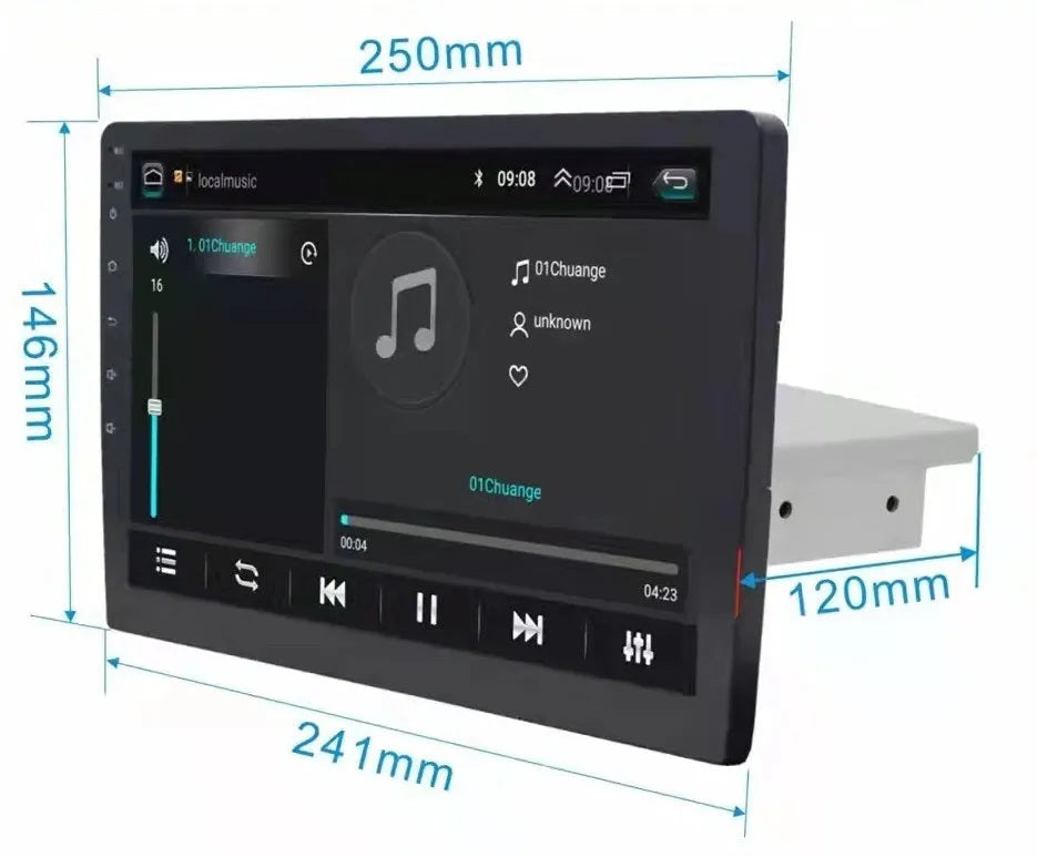 Black Android car navigator with large rotating LCD screen for GM vehicles