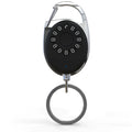 Black Bluetooth anti-lost tracker with keychain, compatible with iPhone, two-way alarm and selfie remote, 35x55x90mm
