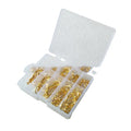 Boxed set of 100 Ise Ni barbed hooks in tubes, sizes 3-12, in black, gold, and silver options.