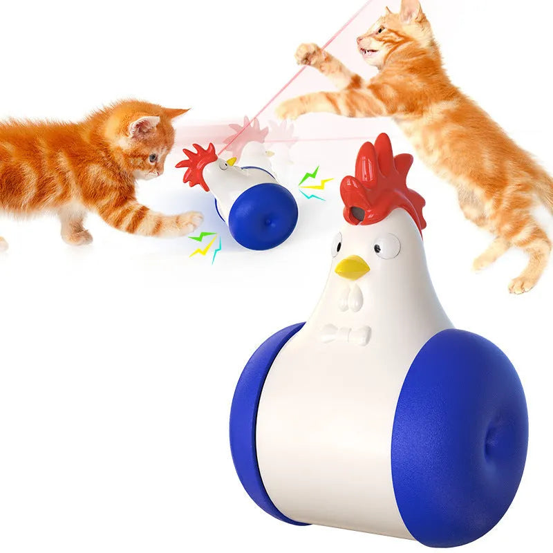 Electric cat toy in orange lake blue with infrared light and self-balance movement for interactive play