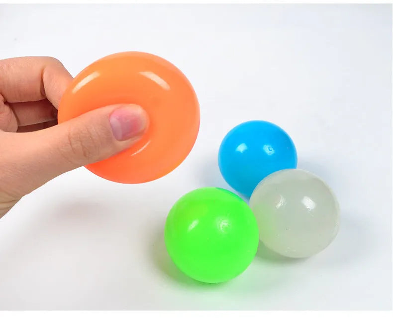 Glow in the dark luminous sticky ball toy with TPR material 4.5cm for party games
