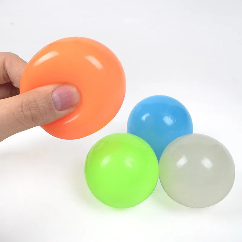 Glow in the dark luminous sticky ball toy with TPR material 4.5cm for party games