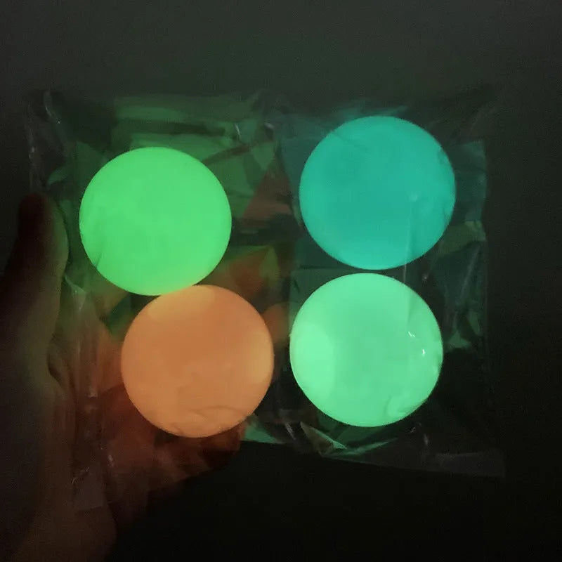 Glow in the dark luminous sticky ball toy with TPR material 4.5cm for party games
