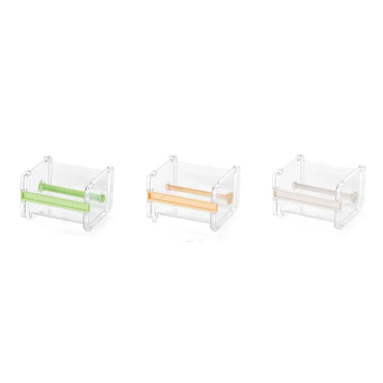 Fante plastic desktop tape cutter and storage box, 10.3x9.1x7.1cm, in beige, green, or yellow