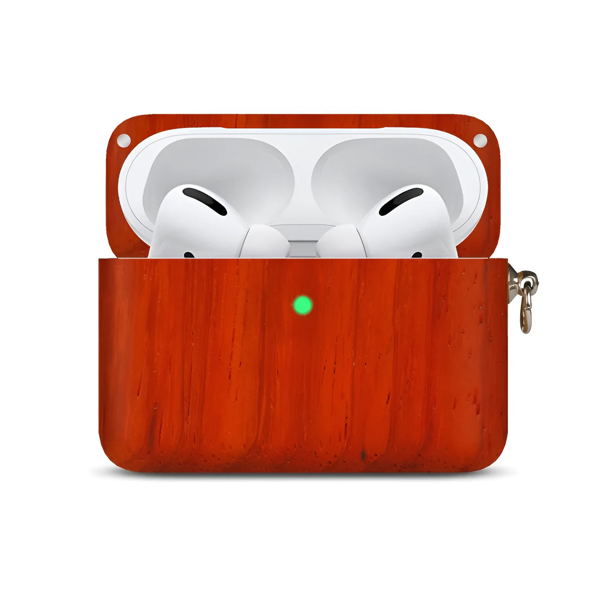 Solid wood hard shell earphone sleeve for Bluetooth wireless earphones in natural wood finish