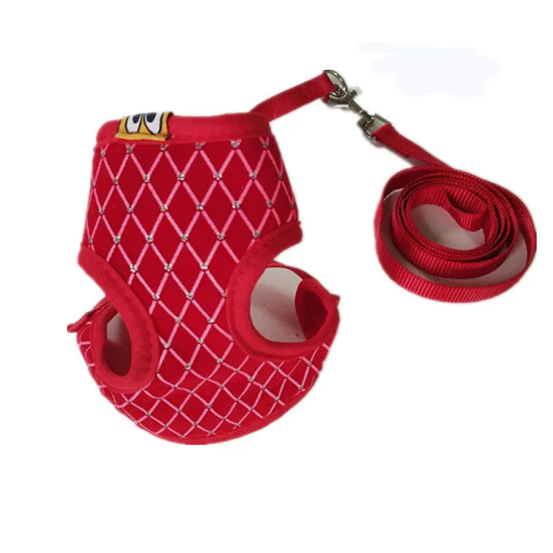 Nylon dog breast sling harness with breathable mesh and adjustable chest strap in black, blue, pink or red, sizes S and L