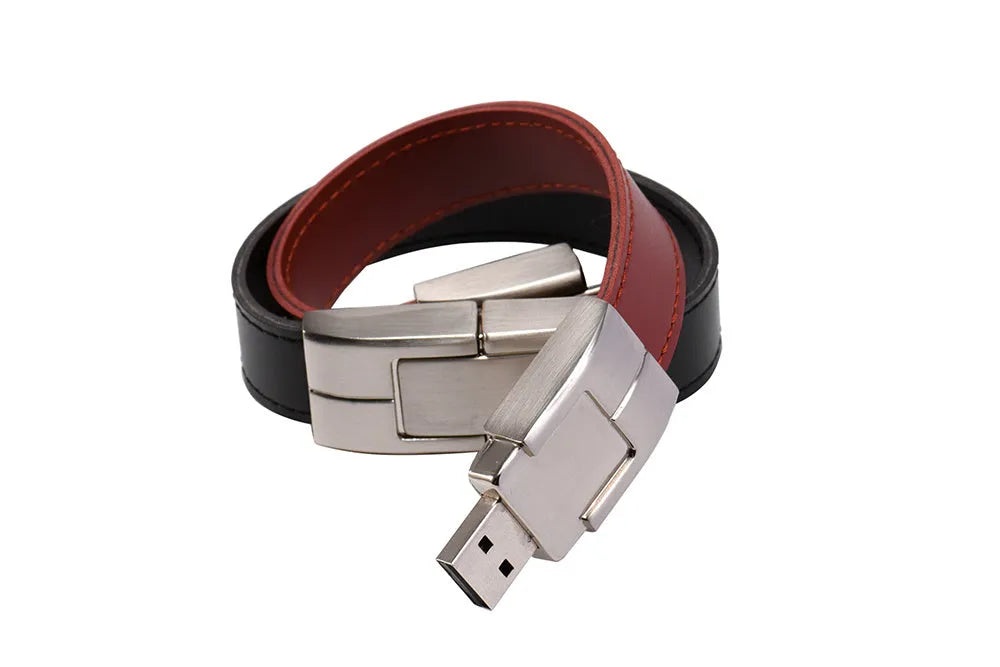 Leather case USB flash drive in black with custom LOGO, 200mm length, USB 2.0