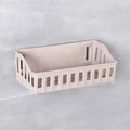 Wall mounted storage basket 26.5x12x6cm in off-white with seamless glue fixing for kitchen or bathroom