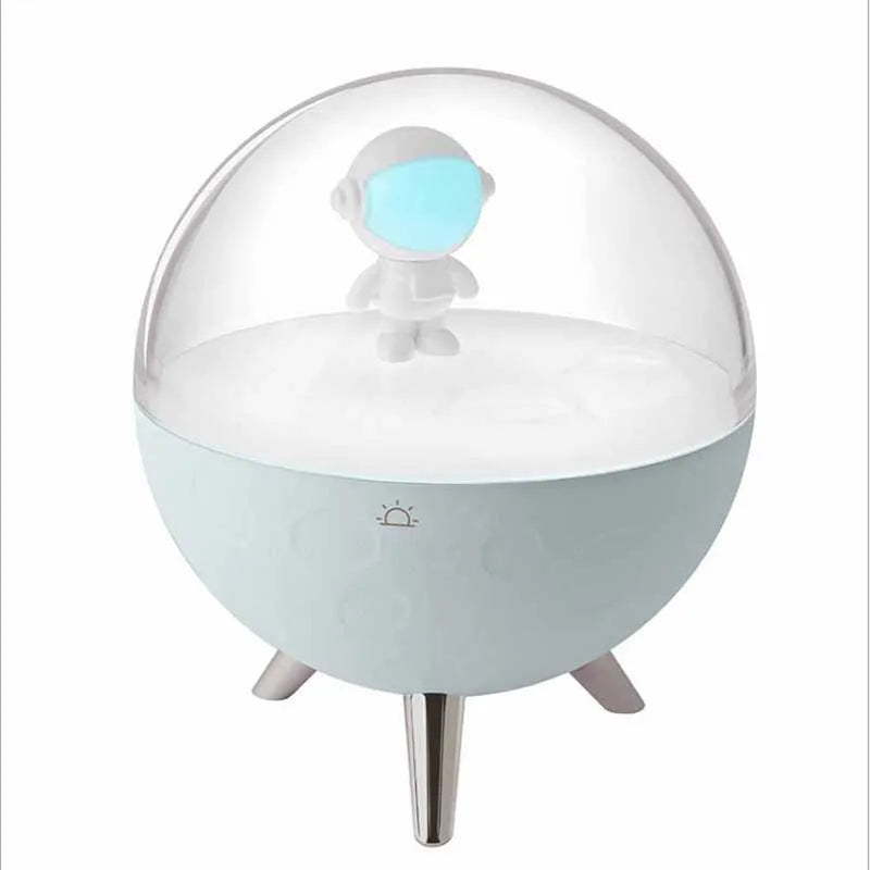 USB-powered LED night light with plastic shade in white or blue colour options
