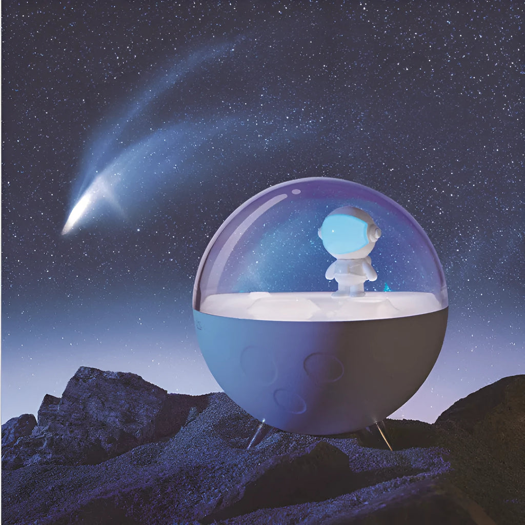 USB-powered LED night light with plastic shade in white or blue colour options