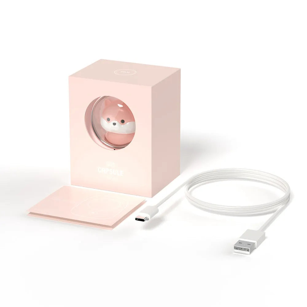 Empty City Plan hanging neck fan in white-squirrel colour with USB charging port and compact design