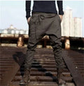 Men's loose fit jogger sweatpants in black or brown, long harem style trousers, 510g per pair, sizes S to XXXL