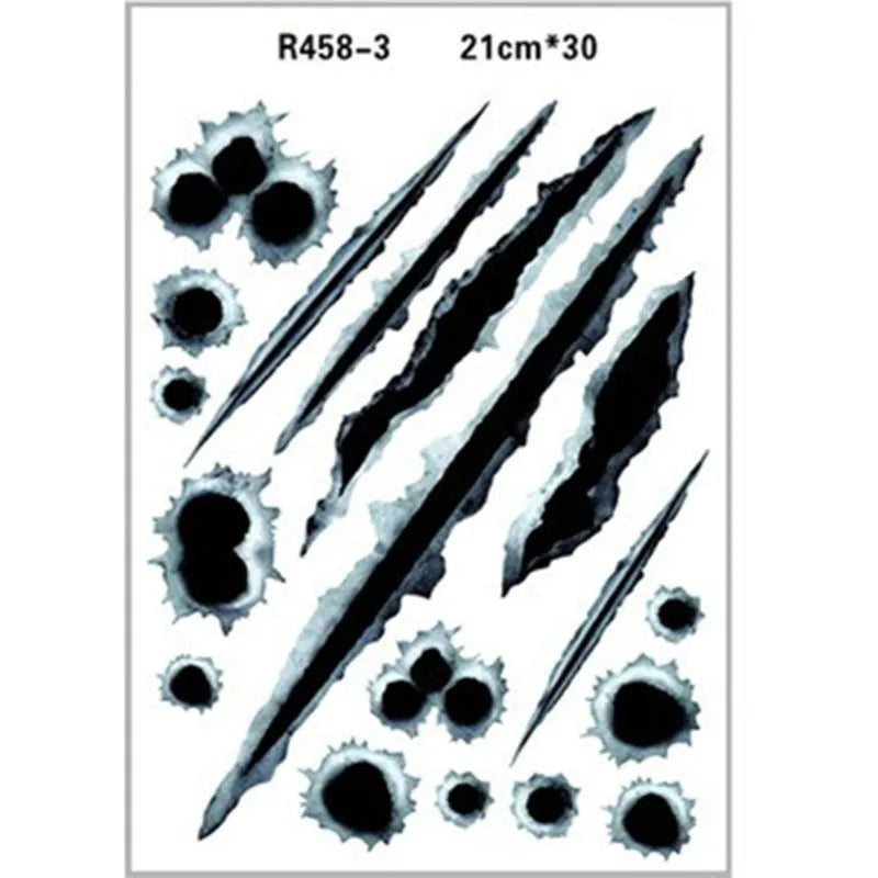 Fishing PET sticker 12.3 x 17cm for cars boats and outdoor gear in black white yellow bullet hole designs