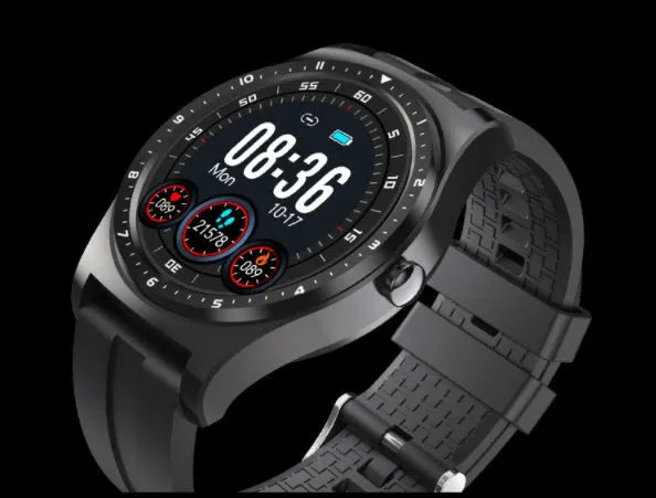 Full touch smart watch with zinc alloy case showing heart rate, blood pressure and sleep monitoring display