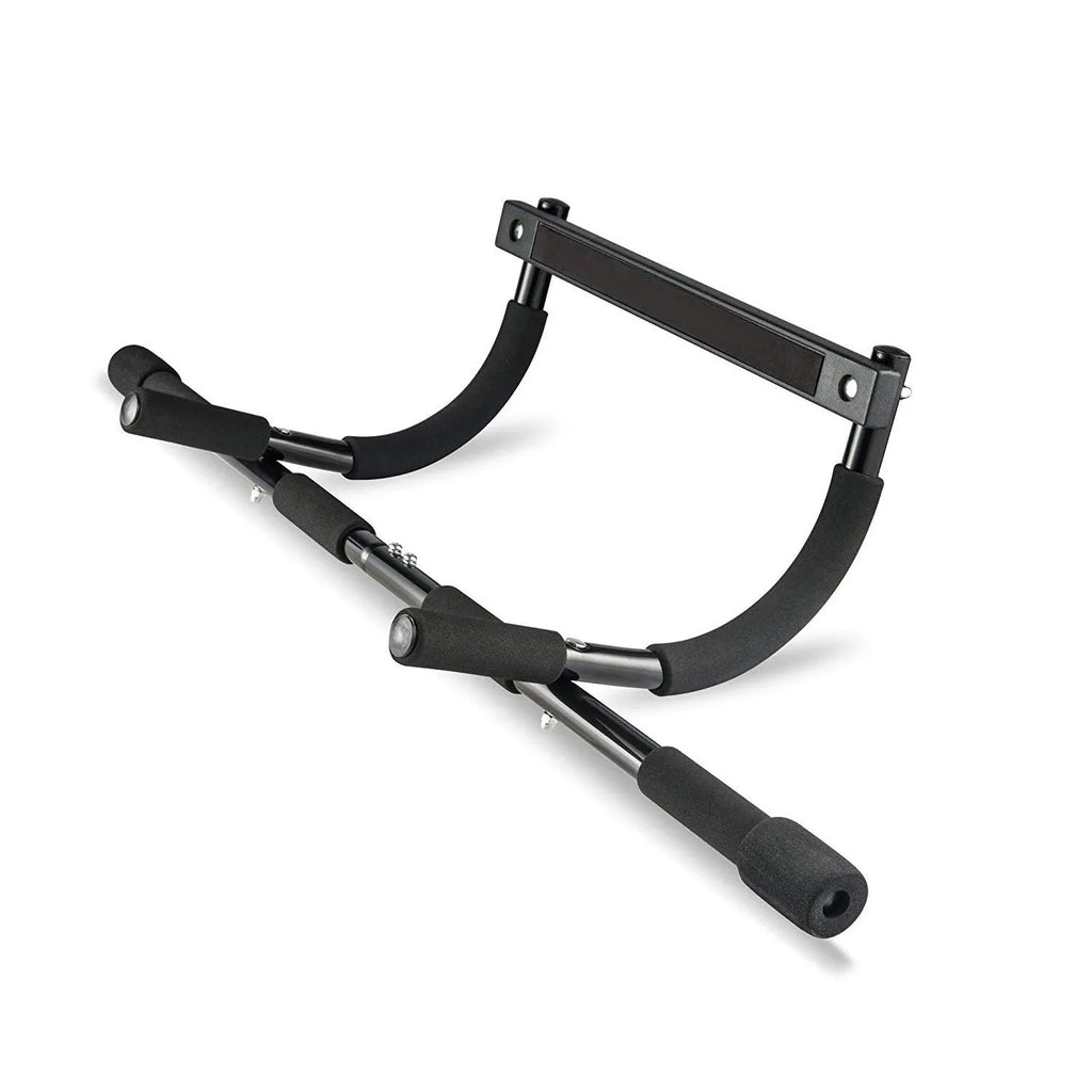 Black steel doorway pull-up bar for home fitness training